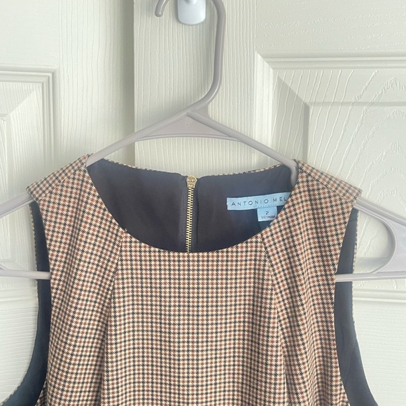 ANTONIO MELANI women's Plaid knee length sheath dress size 2 zip.  #097 - Picture 6 of 14